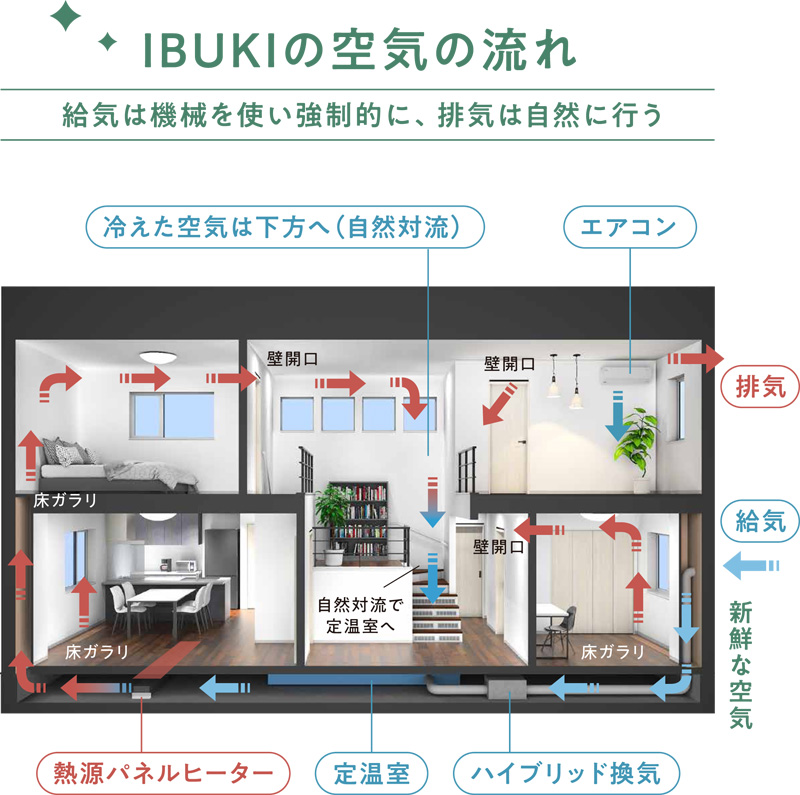 IBUKIの空気の流れの断面図